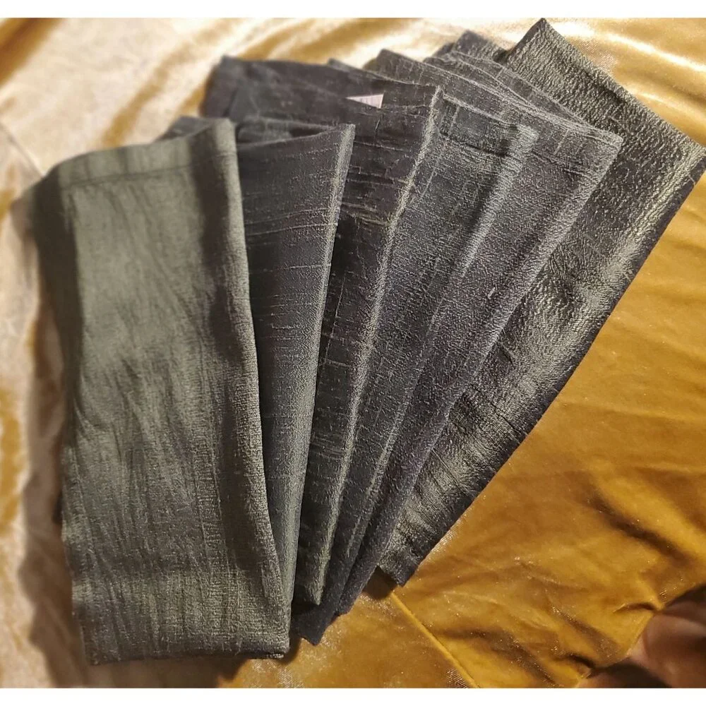 Vtg NOS 6 Crate & Barrel Placemats/Napkins Imported Silk Shantung HunterGreen